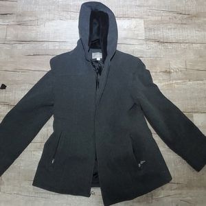 Wool Hooded Coat Size L